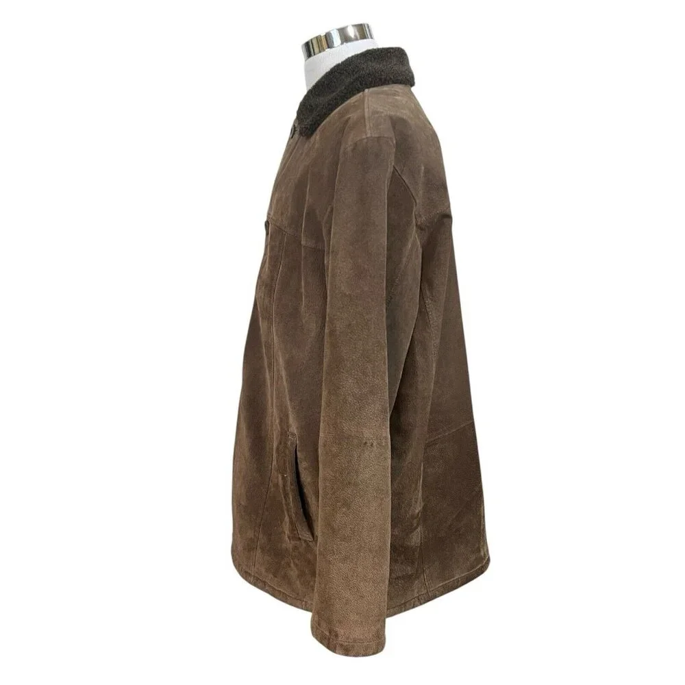 AVALANCHE Milan Soft Brown Suede Leather Jacket COAT Lined‎ Insulated Mens 2XL